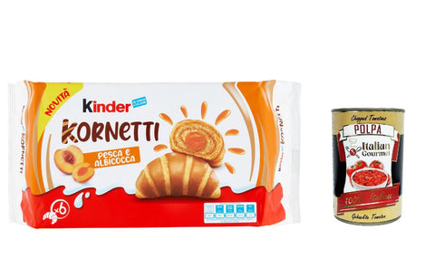 Ferrero Lot De 3 Croissants Farcis À La Pêche Et À L'abricot Pour Enfant 252 G, Chaque Paquet Contient 6 Croissants + Polpa Gourmet Italien 400 G