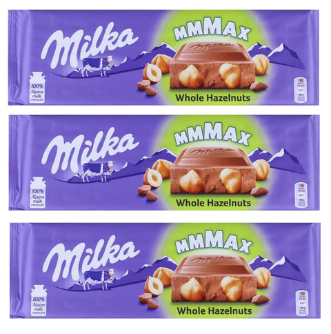 Milka Mmmax Whole Noisettes Lot De 3 Tables Au Chocolat Au Lait Avec Noisette Entière 270 G