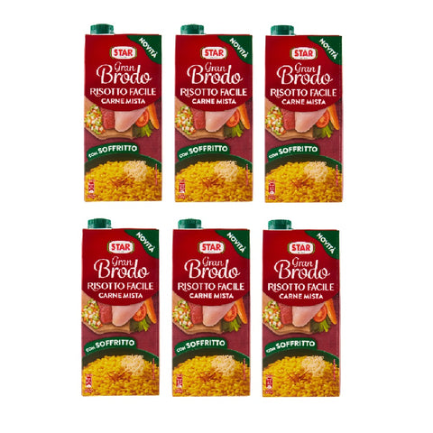 6x Star Gran Brodo Risotto Facile Carne Mista con Soffritto Bouillon pour risotto facile aux viandes variées et garniture aromatique (soffritto) 1000 ml