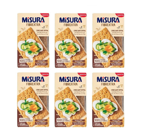 6x Misura Fibrextra cracker integrali con semi di sesamo, fiocchi d'avena e chia Craquelins complets aux graines de sésame, flocons d'avoine et chia 160 g