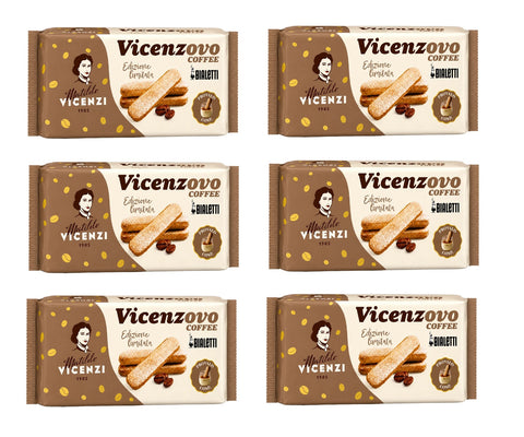 6x Vicenzi Vicenzovo Savoiardi al Caffè Bialetti biscuits à la cuillère aromatisés au café 200g