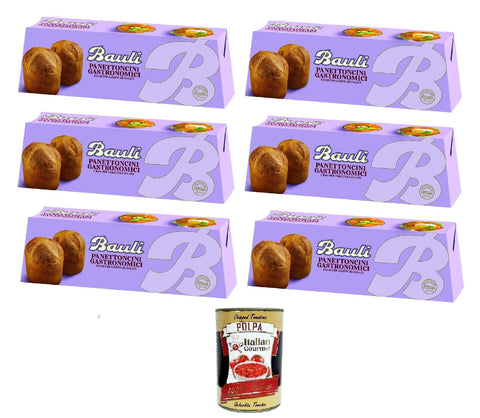 Bauli Panettoncini gastronomici Panettone gastronomique 4 bases pour garnitures salées 6x 320gr + Italian Gourmet polpa 400g