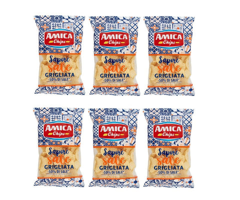 6x Amica Chips Sapore di sale Grigliata -50% di sale Chips de pommes de terre grillées - 50 % de sel 175g