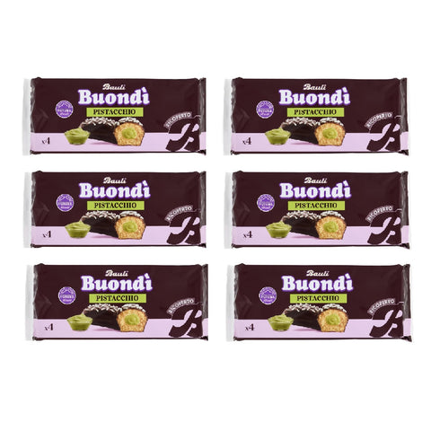 6x Bauli Buondì Pistazie – Mit Schokoladenglasur 184gr(4 x 46g) | Weiches Hefegebäck mit Pistaziencreme & Zuckerdekor (Copia)