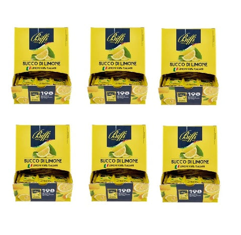 6x Biffi Succo di Limone Bustine Monodose Jus de citron en sachets unidoses, 198 x 5 ml