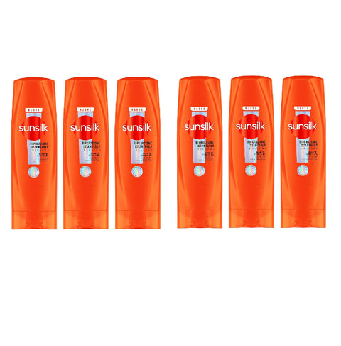 6x Sunsilk, Balsamo Riparazione Istantanea Après-shampoing réparateur dès la première utilisation* pour cheveux abîmés, formule enrichie à 7 % d'un complexe réparateur aux peptides, vitamine C et huile d'amande douce, 200 ml