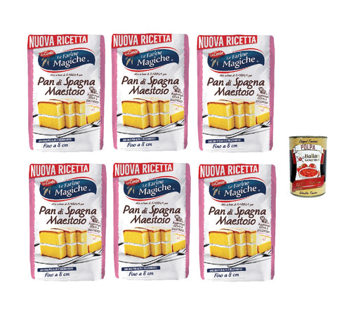 6x Lo Conte Le Farine Magiche Pan Di Spagna Maestoso Farine Pour Gâteau Génoise 300 G De Farine De Blé Tendre Type 1 + Italian Gourmet polpa 400gr