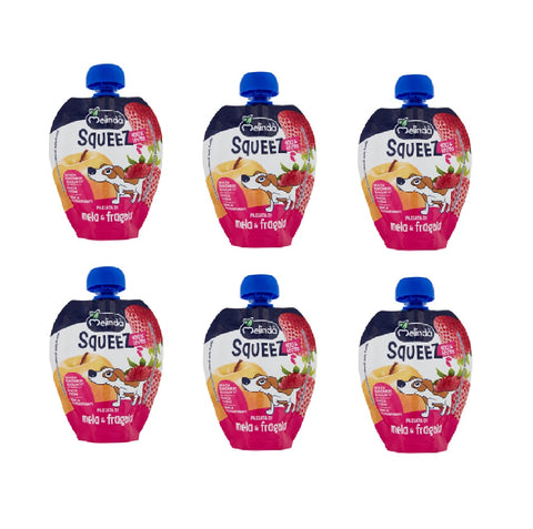 6x Melinda Squeez  mela & fragola Purée de pommes et fraises 100% fruits 90 g