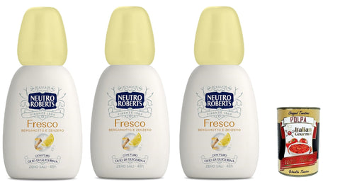 Neutro Roberts Lot De 3 Déodorants En Vaporisateur Fresco, Bergamote Et Gingembre, Sans Sels D'aluminium Avec Huile De Glycérine Pure, Sans Gaz 48h + Italian Gourmet Polpa 400 G