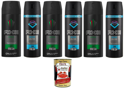 Axe Lot De 3 Déodorants Et Spray Pour Le Corps Axe Marine Sea Breeze & Sage Scent 150 Ml, 3 Déodorants Axe Africa 150 Ml + Polpa Italien Gourmet 400 G