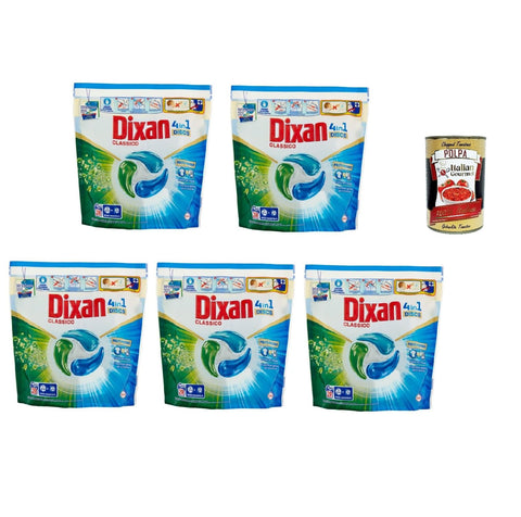Dixan Discs 4 En 1 Classico, 28 Pz, Lessive Pour Machine À Laver En Capsules 5 X 28 Pièces + Italian Gourmet Polpa 400 G
