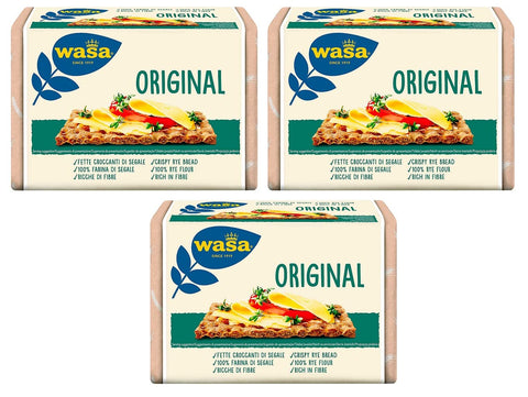 Wasa Original Lot De 3 Crackers Avec 100 % Farine De Seigle, Tranches Croustillantes Avec Farine De Seigle Entier, Riches En Fibres, 275 G + Boîte Italienne Gourmet Polpa Di Pomodoro 400 G