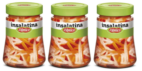 3 X D'amico Insalatina Aromatizzata All'aceto Di Vino Salade Aromatisée Au Vinaigre De Vin 300 G Mélange De Légumes