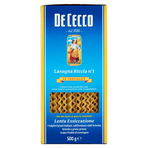 De Cecco Lasagna Larga Doppia Riccia N°1-500 G