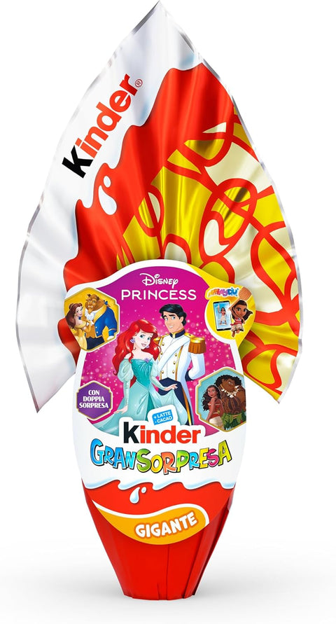 Kinder GranSorpresa Gigante Disney Princess Œuf de Pâques en chocolat au lait double surprise Princesse Disney, 320 g