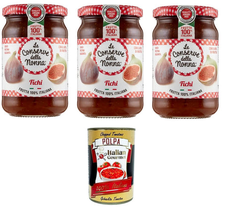 Le Conserve Della Nonna- Confetura Di Fichi Lot De 3 Figues À Confiture 3 X 340 G + Italian Gourmet Polpa 400 G