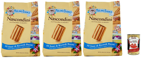 Mulino Bianco Nascondini Biscotti Con Cioccolato Da Mordere, Biscuits Au Chocolat Pour Mordre, Biscuits Cookies, 3x 330g + Italian Gourmet Polpa 400g