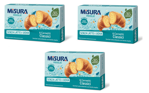 Misura Privolat Cornetti Classici Senza Latte E Uova Lot De 3 Croissants Classiques Sans Lait Ni Œuf (6 X 40 G) 240 G