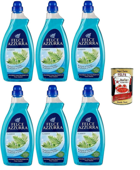 Felce Azzurra Casa Pavimenti Classico Detergente Per Pavimenti Classic Home Floors Nettoyant Pour Sols 6 X 1 L + Italian Gourmet Polpa 400 G