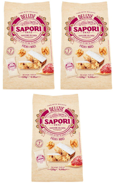 Lot De 3 Produits De Confiserie Sapori Delizie Fichi E Noci Avec Figues Et Noix 126 G Sachets Avec 7 Portions Individuelles Spécialités De Noël Italiennes