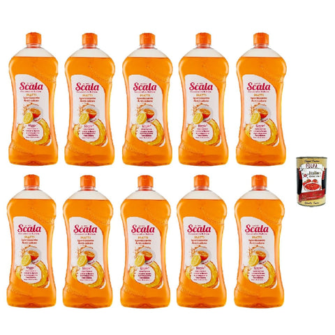 Scala Piatti Anti Odore Agli Agrumi 750 Ml, Liquide Vaisselle Anti-Odeur Citrus 10 X 750 Ml + Italian Gourmet Polpa 400 G