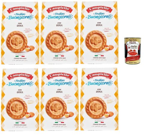 Campiello Il Frollino Del Buongiorno Con Uova, Sablé Avec Des Œufs, Biscuits Avec Des Œufs, Cookies With Eggs, 6x 350g + Italian Gourmet Polpa 400g