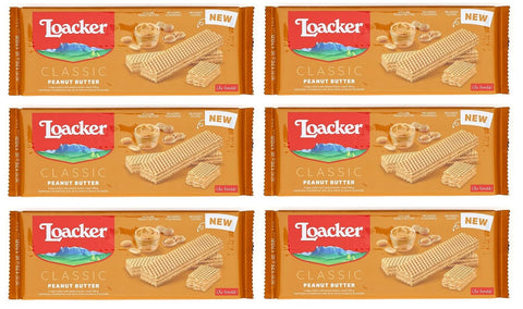 Loacker Wafer Lot De 6 Gaufres Classiques Au Beurre De Cacahuète Avec Crème D'arachide 175 G
