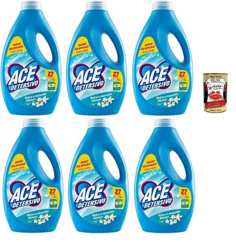 Ace Detersivo Lavatrice Talk Et Musc Blanc - Lessive Liquide Pour Machine À Laver - Efficace Sur Tous Les Types De Taches, 27 Lavages, 6 X 1350 Ml + Italian Gourmet Polpa 400 G