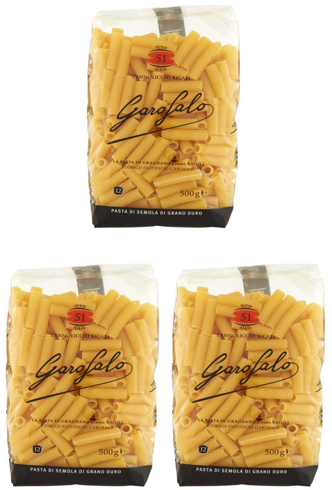Garofalo Cannolicchi Rigati Lot De 3 Pâtes Courtes 500 G