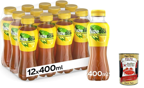 Fuzetea Citron Vert Et Citronnelle – 12 X 400 Ml De Thé Glacé, Thé Au Citron Froid Avec Une Note De Citronnelle, En Bouteille Pet 100 % Recyclable, Boisson Non Alcoolisée, + Italian Gourmet Polpa 400