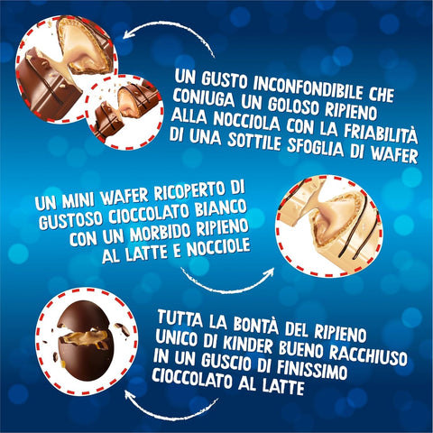 Kinder Bueno Calendario dell'Avvento Calendrier de l’Avent 181g – Fourrage chocolat et crème noisette – Parfait pour Noël