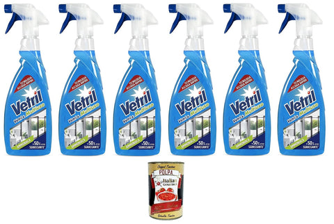 Vetril Lot De 6 Sprays Nettoyants De Surface Avec Ammoniaque, Effet Dégraissant Et Brillance Sans Traces, 650 Ml + Italian Gourmet Polpa 400 G