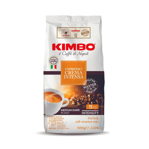 Café En Grains Kimbo Crema Intensa, Torréfaction Moyenne, Sachet De 1 Kg