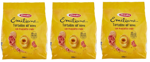 Emiliane Barilla Pâtes All'uovo Ripiena Tortellini Con Prosciutto Crudo Lot De 3 Nouilles Farcies Avec Nouilles Au Jambon Cru 500 G