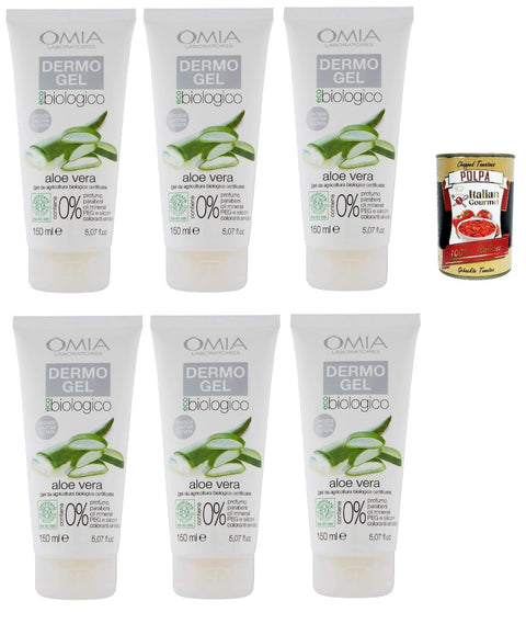 Omia Dermogel Lenitivo Lot De 6 Crèmes Pour Le Visage Et Le Corps À L'aloès, Excellent Pour Les Peaux Sensibles, Rouges Et Irritées, 6 X 150 Ml + Italian Gourmet Polpa 400 G