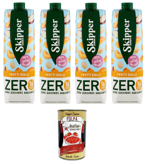Zuegg Skipper Frutti Gialli Zero Fruits Zero Drink À Base De Jus De Fruits Et De Purées 4 X 1000 Ml + Italian Gourmet Polpa 400 G