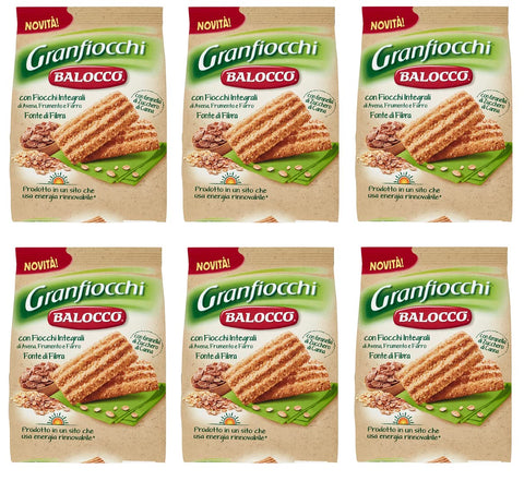 Balocco Granfiocchi Biscotti Integrali Lot De 6 Biscuits À Grains Entiers Avec Grains Entiers Et Grains De Sucre Brun 700 G