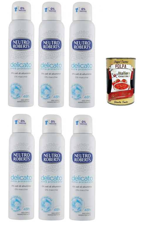 Neutro Roberts Delicato Lot De 6 Déodorants En Spray 150 Ml + Italian Gourmet Polpa 400 G