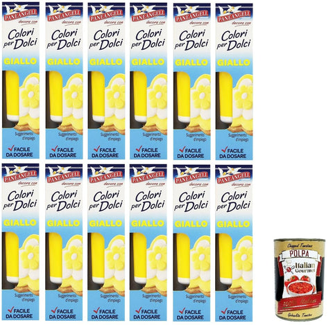 Paneangeli Lot De 12 Tubes De Couleurs Jaunes Pour Bonbons - Un Tube Pratique Pour Jaunir La Pâte À Sucre, La Pâte D'amande, Les Glaçages Et Les Crèmes Pour Les Décorations Et Les Déguisements +