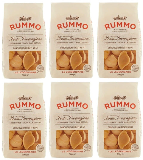 Rummo Pasta Conchiglioni Rigati N°147 Lot De 6 Pâtes Italiennes À Base De Semoule De Blé Dur, Pâtes Italiennes 500 G