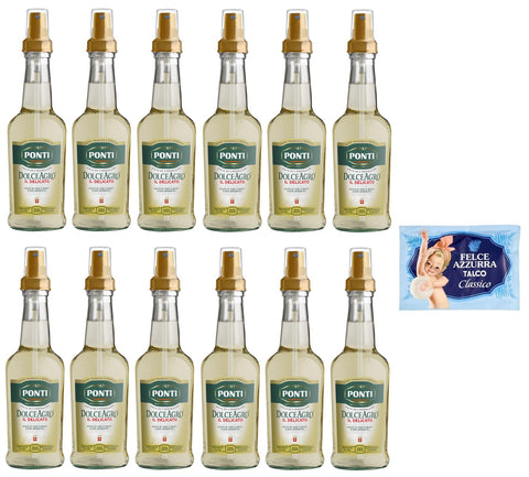 Ponti Lot De 12 Flacons De Vinaigre Dolceagro Il Delicato En Spray Vinaigre De Vin Et Moût De Raisin Aromatique 250 Ml + 1 Sachet De Talc Felce Azzurra 100 G