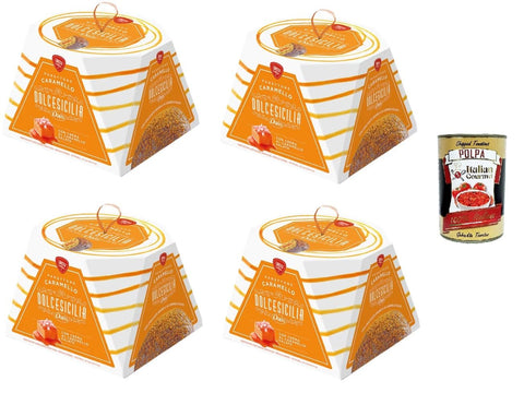 Dais Dolcesicilia Panettone Caramello, Gâteau Au Goût Caramel, 4 X 800 G+ Italian Gourmet Polpa 400 G