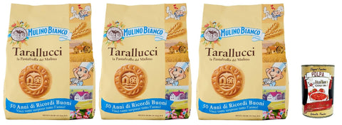 Mulino Bianco Tarallucci, Biscotti Con Uova Fresche 100% Italiane, Biscuits Avec 100% Œufs Frais Italiens, Biscuits Cookies, 3x 800g + Italian Gourmet Polpa 400g