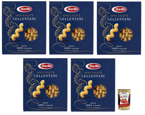 Barilla Specialità Cellentani Pasta Di Semola Di Grano Duro Lot De 5 Pâtes En Semoule De Blé Dur 500 G + Boîte Italian Gourmet Polpa Di Pomodoro 400 G