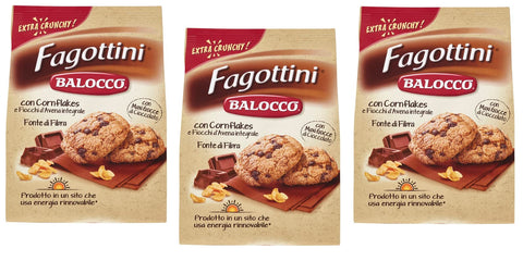 Balocco Fagottini Biscotti Integrali Lot De 3 Biscuits À Grains Entiers Avec Flocons De Maïs, Flocons D'avoine Et Pépites De Chocolat 700 G