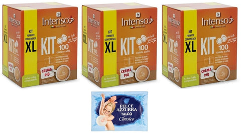 Intenso Caffè In Cialde Kit Xl Crema Più Lot De 3 Dosettes De Café + Cuillère En Bois + Gobelets En Carton + Sachet De Sucre + 1 Sachet De Talc Felce Azzurra 100 G