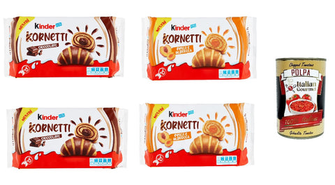 Ferrero Kornetti Croissants Pour Enfants Cioccolato – Pesca Et Albicocca Cornetti Farcis Au Chocolat, Paquet De 4 X 252 G, Chaque Paquet Contient 6 Croissants + Polpa Italien Gourmet Polpa 400 G