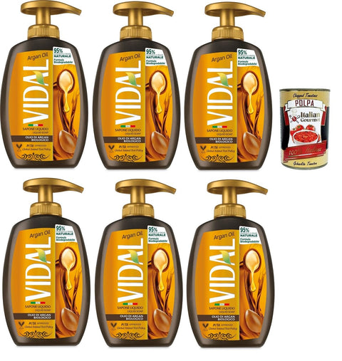 Vidal Sapone Liquido, Olio Di Argan, Savon Liquide, Huile D'argan 6 X 300 Ml + Italian Gourmet Polpa 400 G