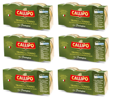 Callipo Tranci Di Tonno Lot De 6 Tranches De Thon Dans L'huile D'olive Vierge Extra Bio (2 X 80 G)