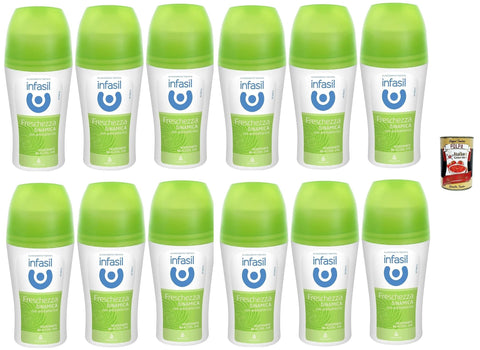 Infasil Déodorant Roll-On Fraîcheur Dynamique Sans Alcool Efficacité Jusqu'à 24 Heures Déodorant Roll-On 12 X 50 Ml + Italian Gourmet Polpa 400 G
